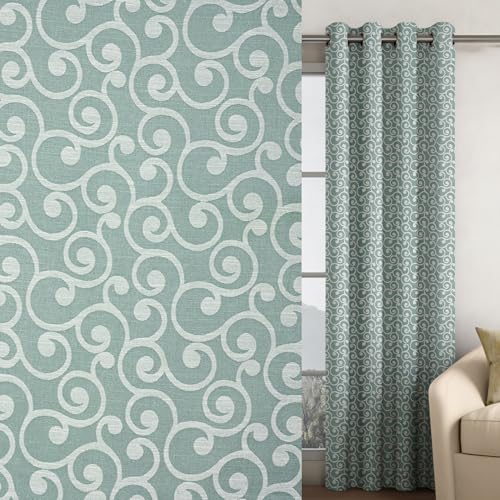 Image of Wakefit Curtains 5 Feet Long Set of 2, Jacquard Polyester Window Curtains for Home Decor (Adler Line Wave Sea Blue)