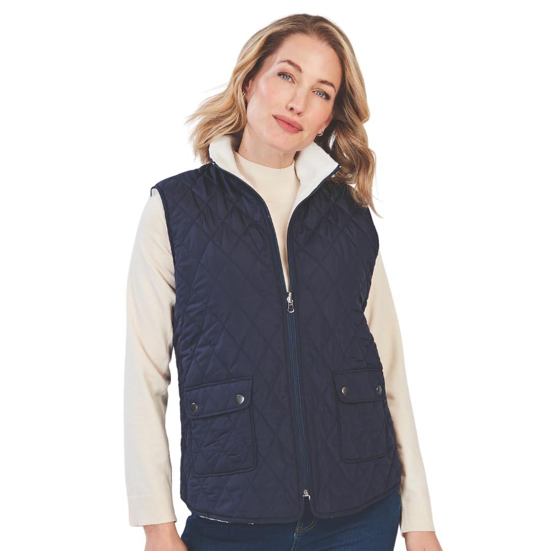 Coopers of Stortford - Emilia Fleence Lined Body Warmer for Women - Quilted Gilet & Teddy Fleece Vest - Lightweight & Warm (UK, Alpha, XL, Regular, Regular)