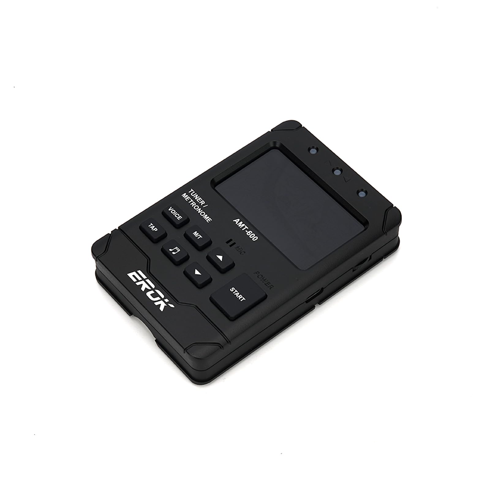 EROK Metrónomo y sintonizador digital recargable, todo en uno con salida de auriculares estéreo, contador de voz, apto para guitarra, bajo, violín, instrumentos de cuerda (negro)