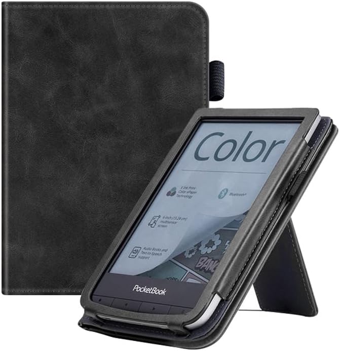 Light Weight Slim Shockproof Kickstand Leather with Auto Sleep Hand Strap Cover Case for Pocketbook 606/616/627/628/632 Plus Aqua/633/Colour/Touch Lux 4/Lux 5/Basic Lux 2/Basic 4/Touch HD 3 (Brown)