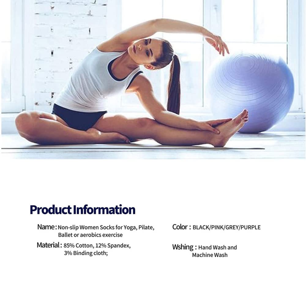 4Paires De Chaussettes De Danse pour Femmes Filles Chaussettes De Yoga en Silicone Antidérapantes Pilates Barre Chaussettes De Danse Sportive Respirantes Chaussons en Coton