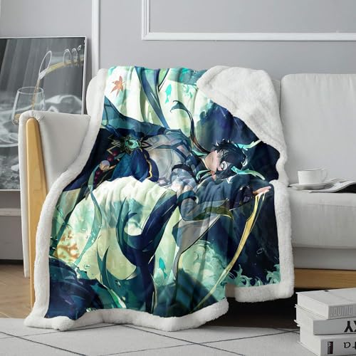 CHTLIFQ Couverture Polaire Sherpa imprimée en 3D Honkai Star Rail Dan Heng Couverture pour climatiseur Toutes Saisons Literie pour Enfant Sherpa （150 x 200 cm）