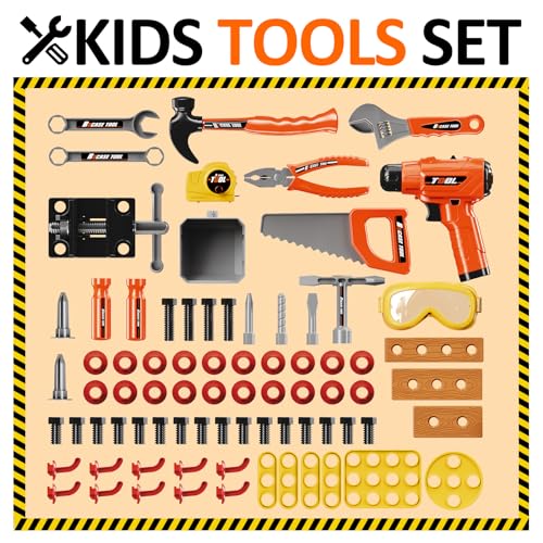 Toddler Tools Workbench Pretend Play Toys for Kids 3 4 5+Year Old with Realistic Electric Drill Boys Girls Age 2-4 Tool Set Learning Educational Construction Toy Power Work Bench Gifts for Kid 1-3 4-8
