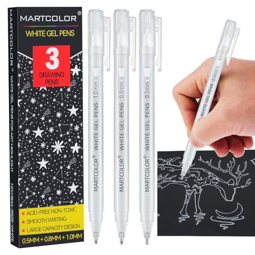 10 Best White Gel Pens for Artistic Creations That Dazzle 9 White Gel Pens Assorted Tip Opaque Ink (3 Pack)