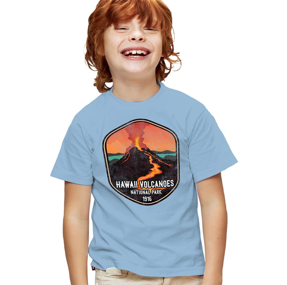 Popfunk Hawaii Volcanoes National Park Active Volcano Kids T Shirt for Youth Toddler Boys and Girls