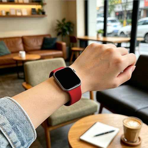 Image of Sport Bands Compatible with Apple Watch Band Women Men 40mm 38mm 41mm 42mm 44mm 45mm 46mm 49mm ,Soft Wristband Waterproof Replacement Strap for iWatch Bands Series 11 10 9 8 7 6 5 4 3 2 1 SE Ultra Red
