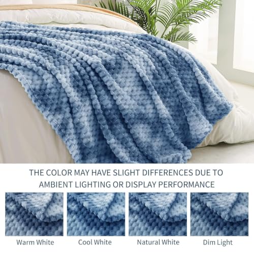 Image of Exclusivo Mezcla Large 3D Fleece Throw Blanket for Couch, Tie-dye Blue | Extra Soft Fuzzy Plush Lightweight Throws, Cozy Fluffy Decorative Blankets for All Seasons, 50x70 Inches