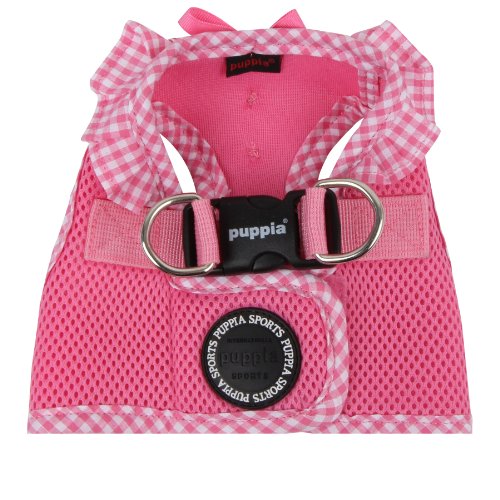 Puppia Vivien Westengeschirr für Hunde - verstellbar und sehr weich - Karierte Ränder - Auch als Welpengeschirr verwendbar -Antizuggeschirr für Hunde, Pink, XS