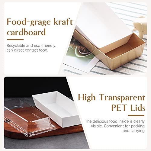 Zorrita ZO004 50 Pack Paper Charcuterie Boxes With Clear Lids, Disposable Strawberry Boxes Rectangle To Go Bakery Containers thumb #2