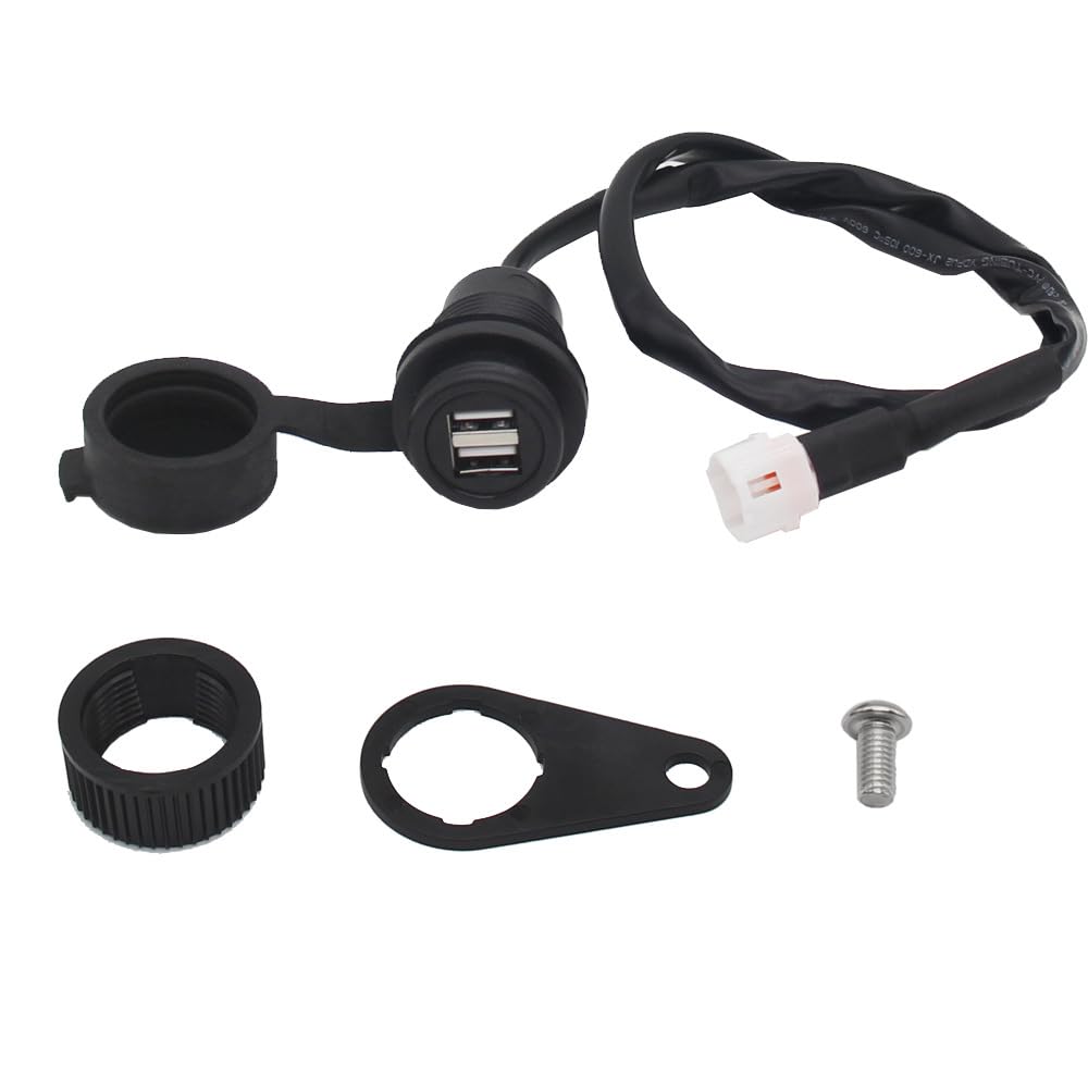 GoolRC USB Outlet Quick Charger Socket, Motorcycle Modified USB Chargers Adapter with Dual 5V/2A Port Waterproof Cover Replacement for MT-09 SP MT07