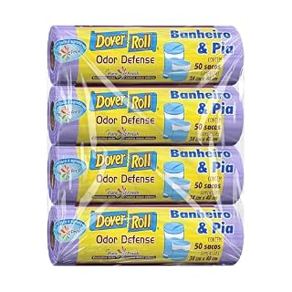 Kit com 4 unidades - Dover-Roll Odor Defense Banheiro & Pia Lilás, Rolo com 50 Sacos/unidade