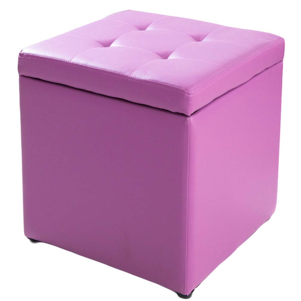 Ottoman tabouret de rangement violet en similicuir : l'élégance des finitions capitonnées