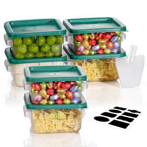 Image of 2QT 6PCS NSF Commercial Clear Food Storage Containers with Lids(GREEN)