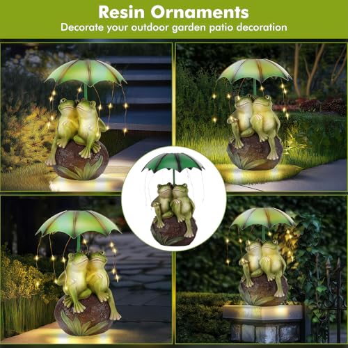 Statue de jardin grenouille solaire en résine premium sculptée et finitions soignées étanches - 6