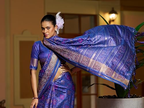 Image of SWORNOF Womens Linen Silk Saree | Saree for Women With Unstitched Blouse | Saree with Blouse Piece | Soft and Skin Friendly