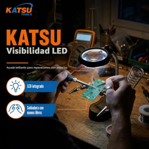 Miniatura 6 de Katsu Lupa Para Soldar Con Lámpara Led Manos Amigas Con Clips Lupa 3.5x 12x Dispositivos De Sujeción Para Soldar Con Pinzas De Cocodrilo Para Trabajos De Reparación De Ensamblaje 990747