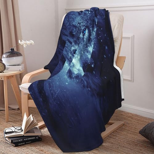 PAAHRYI Wolfsmuster Decke150x200cm,3D Wolfsdruck Kuscheldecke,Wald Wild Tier Wolf Fleecedecke,bequem und atmungsaktiv Wohndecke Für Teens Erwachsene(130 x 150 cm, A)