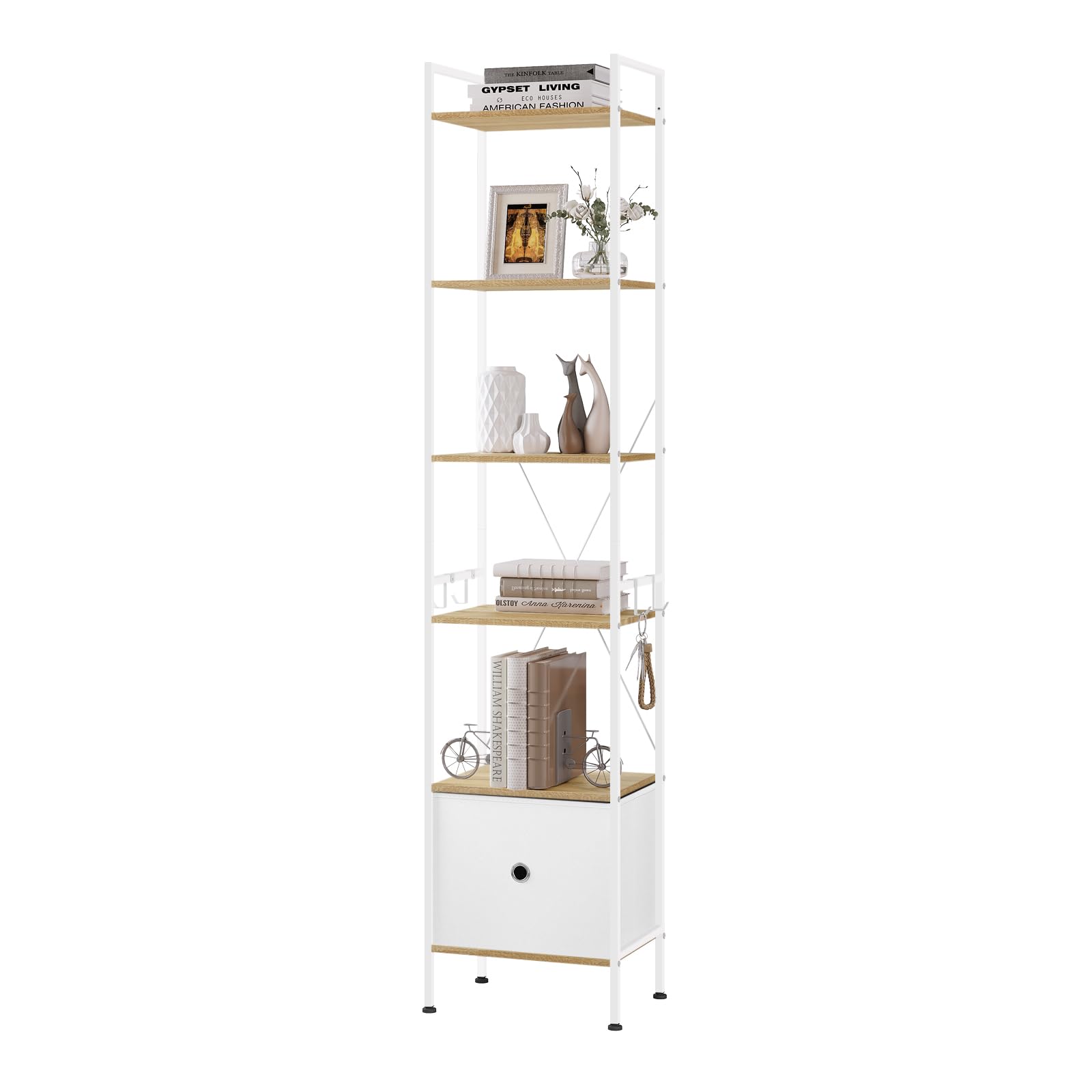 Libreria WOLTU A 7 Livelli - 30x26x178,5 Cm, Bianco, Ripiani Regolabili Per Casa/ufficio - Foto 4