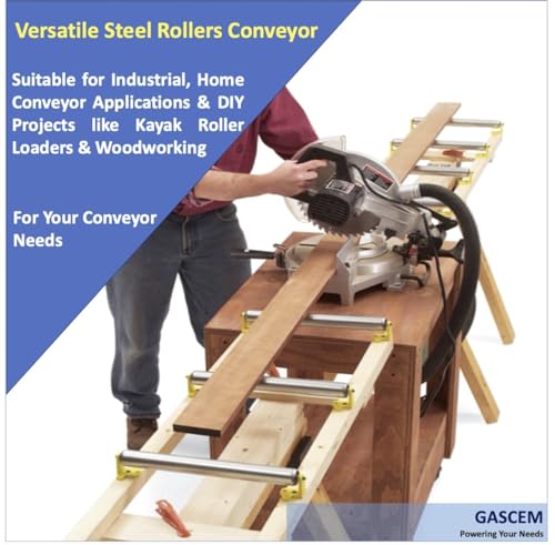 image for Gascem Set of 2 Durable Galvanized Steel Conveyor Rollers, each 16” 