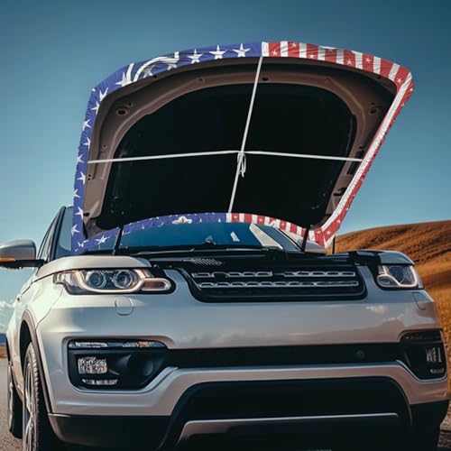 Image of 250th USA Patriotic Car Hood Cover Polyester Elastic Fabrics Can be Washed Suitable for SUV Trucks Universal for Cars