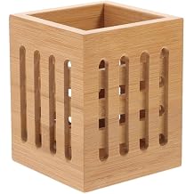 DOITOOL Bamboo Utensil Holder Wood Kitchen Utensil Holder for Napkin Spoon Chopstick Drying Rack Spatula Storage Organizer for Countertop Kitchen Decor