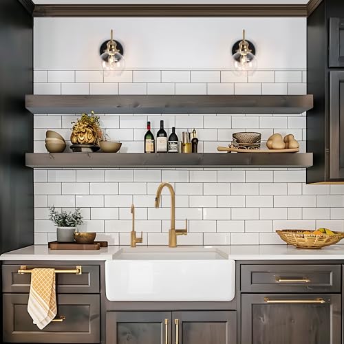 Image of KSANA Black Gold Sconce, Modern Globe Wall Sconces Lighting with Clear Glass Shade, 1-Light Brass Wall Mounted Light Fixture for Bathroom, Kitchen, Bedroom and Stairway