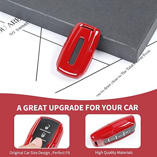 Image of RAZPOY for RAM Key Fob Cover, ABS Key Case Cover Holder Protector Compatible with for 2018-2022 Dodge RAM 1500 2500 3500, Red