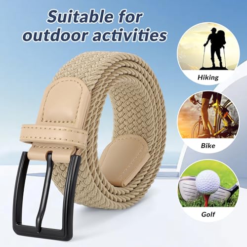 Image of BELTROAD Elastic Braided Belt Mens Golf Belts No-Hole Design Lightweight Breathable Woven Stretch Belt for Golf Casual