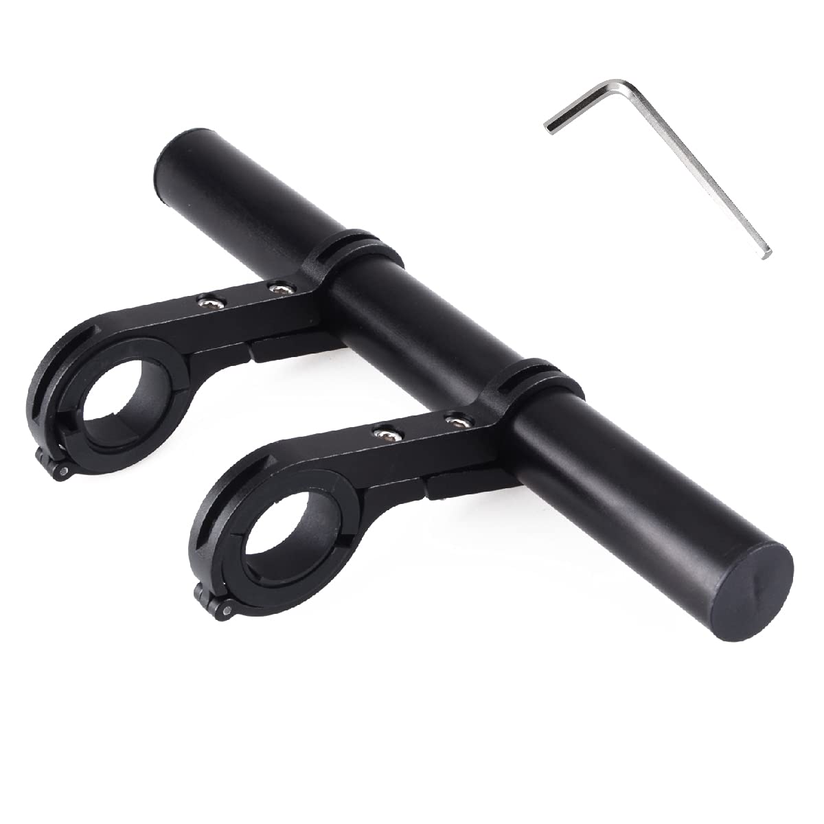 TRIWONDER Bike Handlebar Extender Aluminum Alloy Single Bicycle Handlebar Extension Double Clamp Bike Bracket for Holding Motorcycle E-Bike Lamp Speedometer GPS (Aluminum Alloy - Double clamp - 20cm)