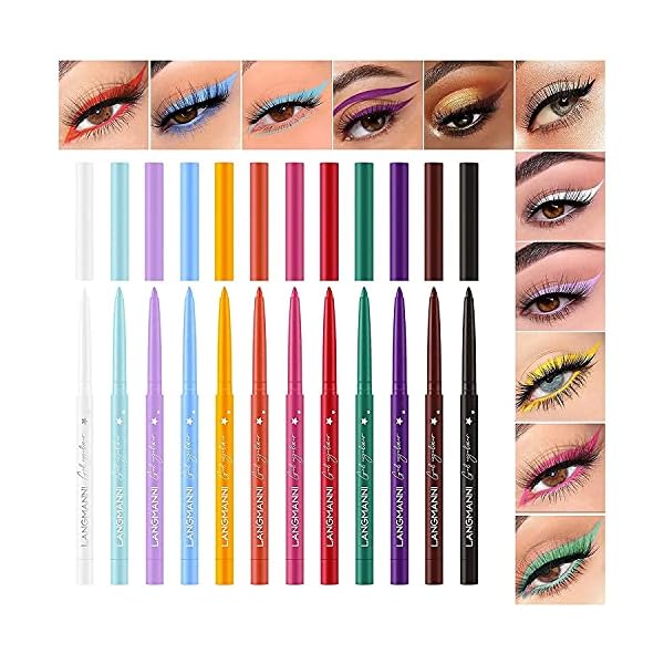 MAREOTIC Eyeliner Set, 12 Colors Eyeliner, Matte Eyeliner Set Professional Eye Shadow Set Colorful Eyeliner, Long Lasting, Waterproof