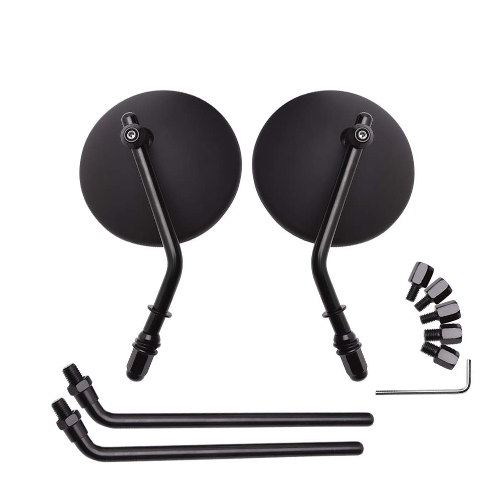 DREAMIZER 3.8" Motorcycle Rear View Side Mirror Round 8mm 10mm Universal Compatible with CB350 CB1100 Guide ATV Dirt Bike Cruiser Chopper - Black #1