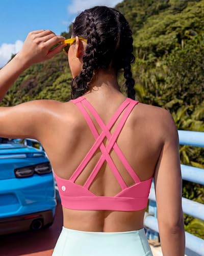 Image of RUNNING GIRL High Impact Sports Bras for Women - Scoop Neck Strappy Sports Bra High Support Moulded Cup Workout Bra