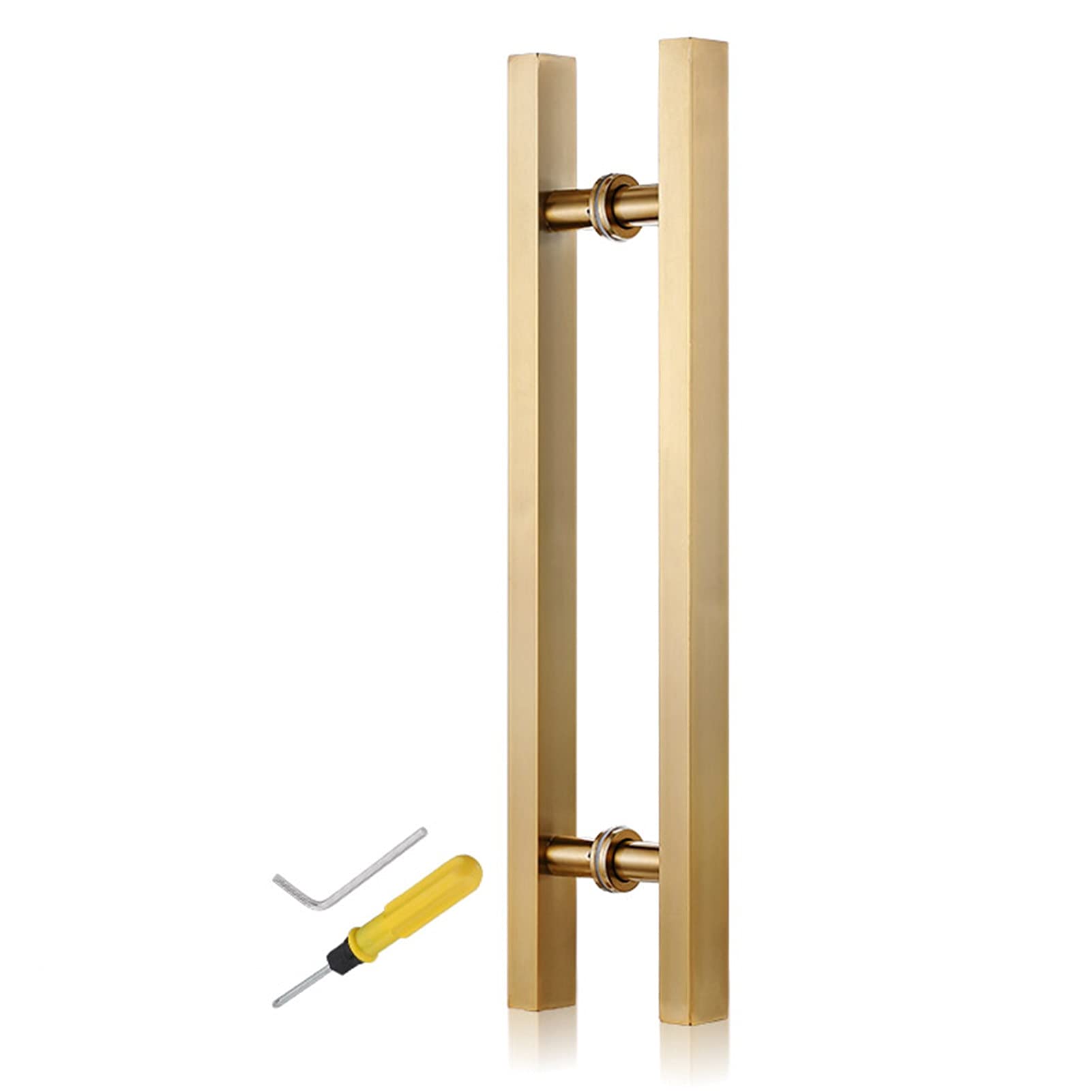 Wdsopk Gold Stainless Steel Door Pull Handle - 20" To 59" Entry Barn Door Handles For Wood, Glass & Sliding Doors - Durable Push/Pull Design With Installation Kit
