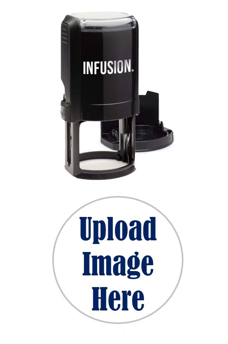 Infusion 1-5/8" x 1-5/8" Custom, Large, Round Self-Inking Logo Stamp, Navy