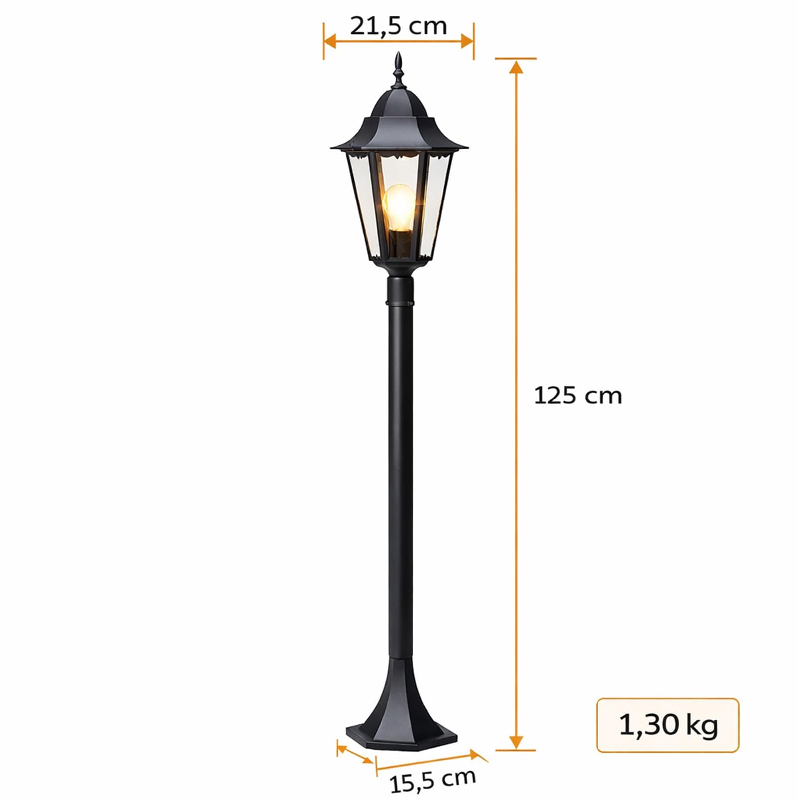 Wegeleuchten 4er Set Außenlaternen E27 IP44 Schwarz 125 cm Gartenlampen | BURI, Aluminium Druckguss, wetterfest, Gartenbeleuchtung, Wegbeleuchtung, rustikales Design, Terrasse, Außenlampe, langlebig