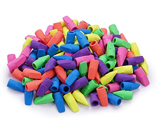 Pencil Erasers Caps Bulk, Ezzgol 128 Pcs Pencil Top Erasers Cap, 6 Assorted Colors Arrowhead Caps Erasers Latex Free Pencil Eraser Toppers For Kids Teachers #TOP1
