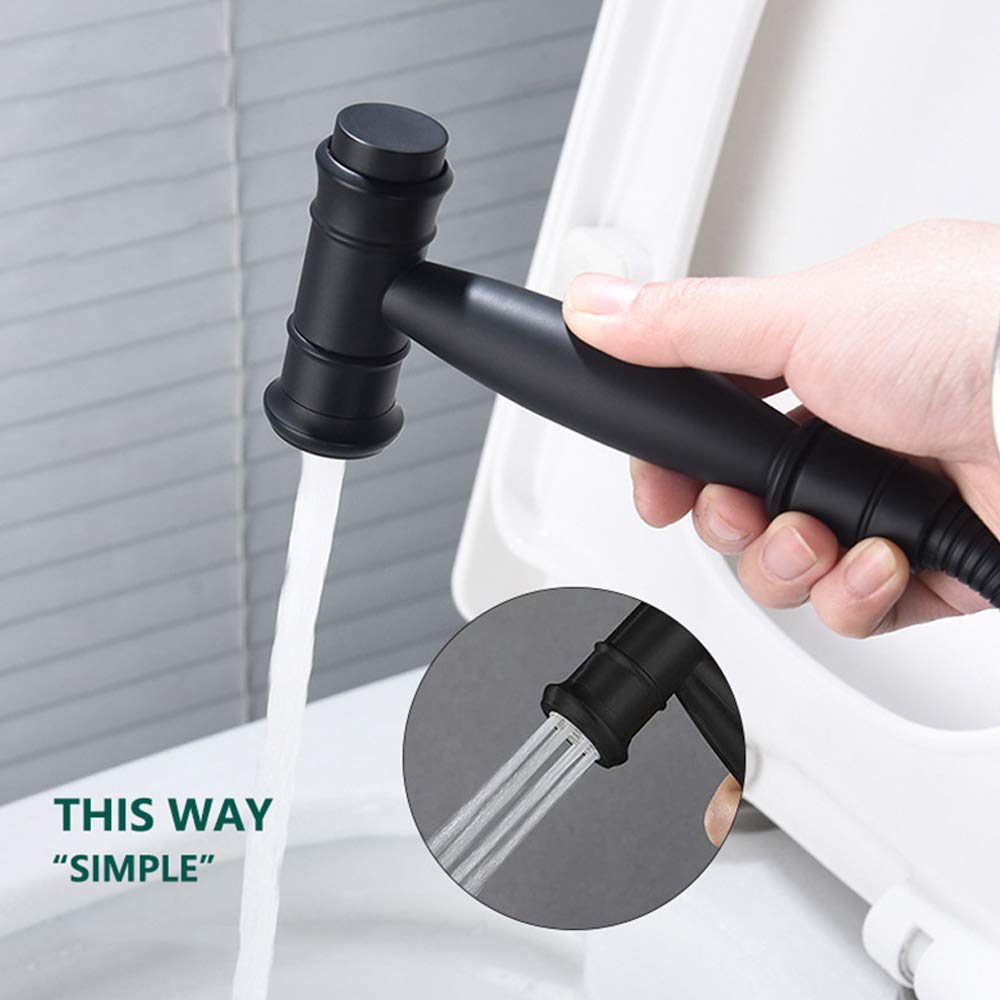 Bidet Pulvérisateur Laiton Kit de Pulvérisation de Toilette Montage Mural Ensemble de Robinet Vaporisateur Hygiénique Parfait pour Hygiène Personnelle,Noir