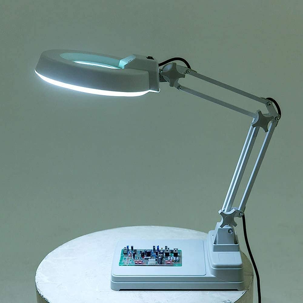 Lenti d'ingrandimento, Lampada 10X, Lente illuminata alla luce del giorno, Lampada da scrivania con ingrandimento Ruota lente d'ingrandimento Lampada da tavolo da tavolo con braccio