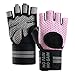 Sporthandschuhe Fitnesshandschuhe Halber Finger Sport Handgelenk Übung rutschfeste Hantel-L_Wristband rosa Trainingshandschuhe