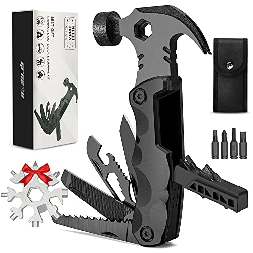 GRESOU Camping Multitool Accessories 14 in 1 Hammer Multitool for Men Survival Hammer Cool Gadgets for Women Husband Grandpa Birthday Valentines for Dad Tool Gifts