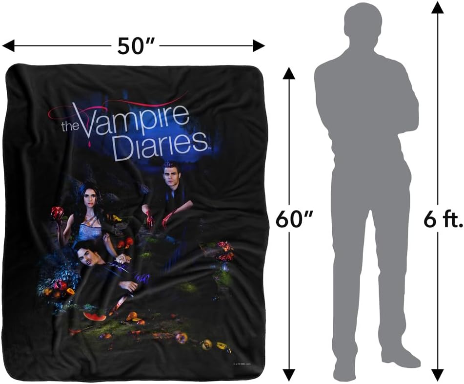Vampire Diaries Blanket, 50"x60", Tempted Silky Touch Sherpa Back Super Soft Throw Blanket