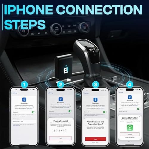 Image of BASSOHOLIC CAA02 2-in-1 Wired to Wireless Adapter for Android Auto & CarPlay | Convert OEM Wired to Wireless | Bluetooth & WiFi | Auto Reconnect | Plug & Play | 1 Year Warranty