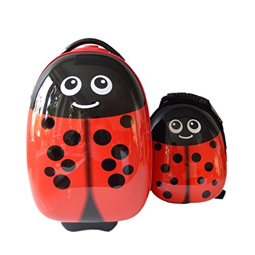 FERGÉ 1 Maleta Trolley & 1 Mochila para niño o niña Ladybird Trolley para niños Equipaje portátil con 2 Ruedas