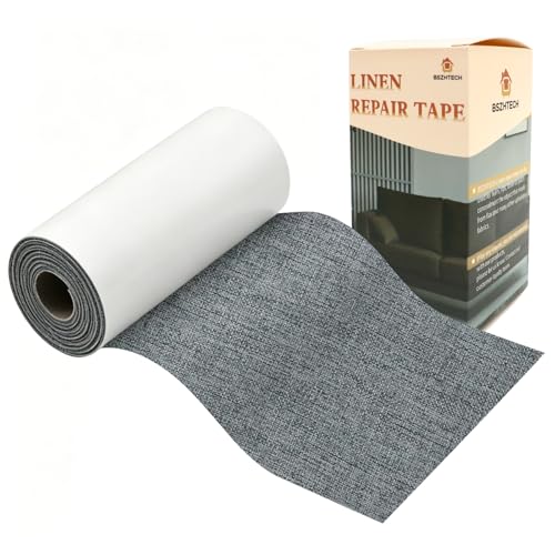 BSZHTECH Linen Repair Tape Self-Adhesive Fabric Repair Patch for Repairing Couch Sofas Headboards Chairs Pillows Curtains Couches Dark Grey 3.9x79 Inch