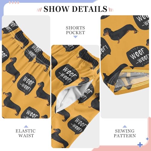 ZZXXB Cute Dachshund Dog Woof Boys Long Pants Soft Trousers Elastic Waist Kids Lounge Bottoms with Pockets S-XL4