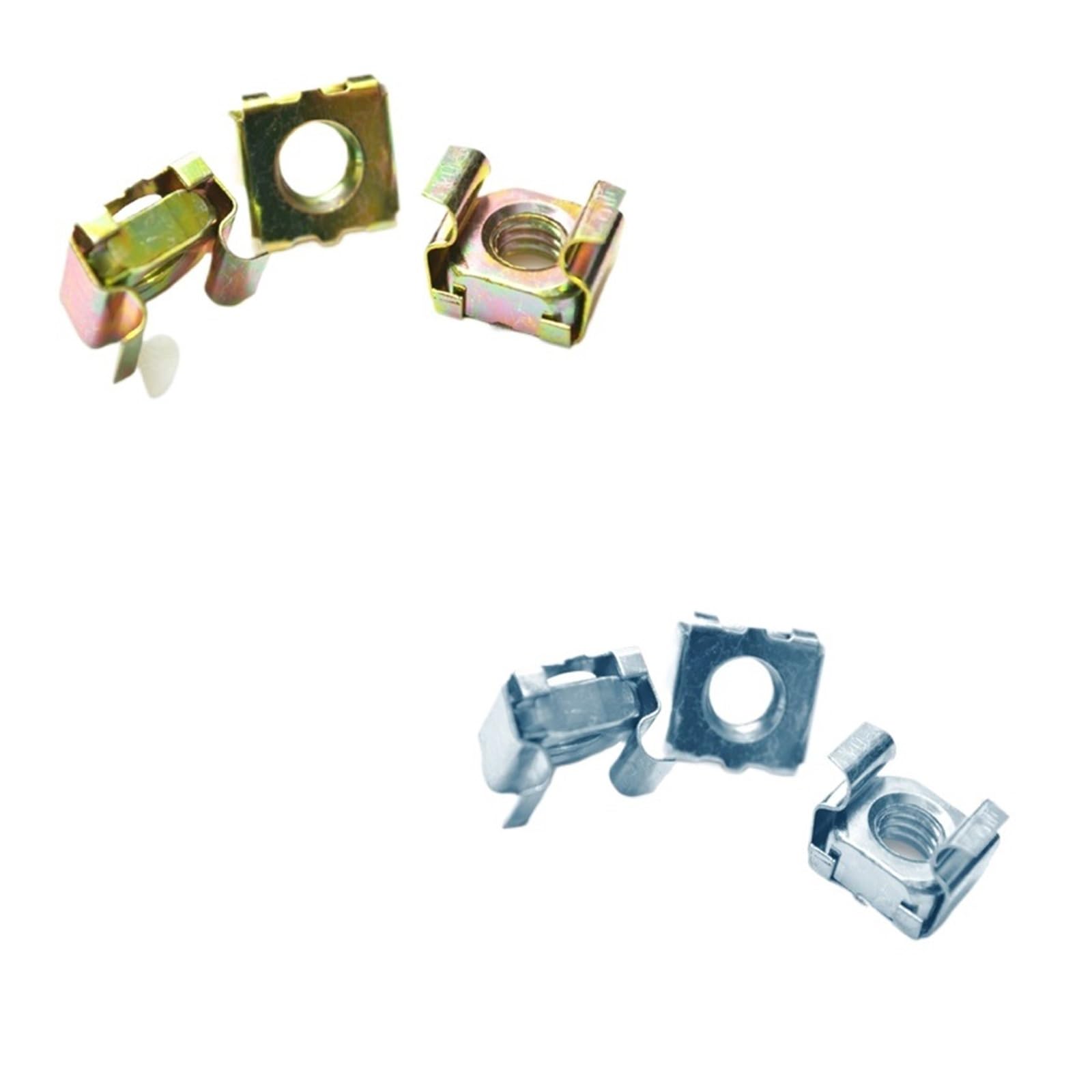 MTADSBKFP Carbon Steel Zinc Plated Metric Nut, Snap-In Floating Cage Nuts Multicolor M4-M10 Carbon Steel Zinc Plated 50/100pcs(Yellow Zinc Plated,M6 100pcs)
