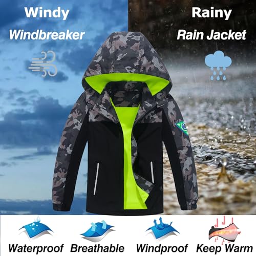 Image of Waterproof Kids Rain Jackets With Hood,Lightweight Toddler Raincoat For Boys Girls,Kids Clothes Windbreaker Jacket