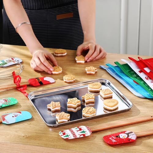 Soportes para ollas de Navidad con aislamiento térmico y kit de repostería con espátula de silicona 7