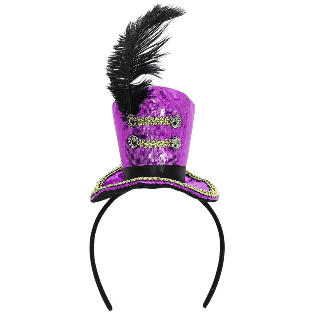 Luxylei Adults Kids Soldier Mini Hat Headband with Feather for Ringmaster Circus Carnival Party Gril 1920s Gatsby Party Costume
