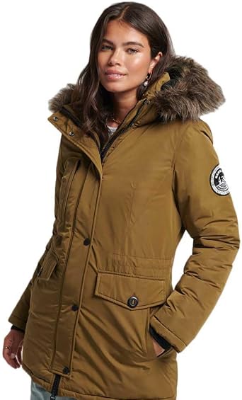 Superdry Damska Ashley Everest Parka, Khaki, green, S